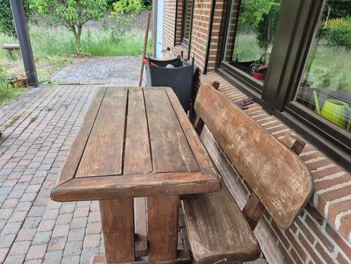 Eiken tuinset met banken, Tuin en Terras, Tuinsets en Loungesets, Gebruikt, Tuinset, Ophalen
