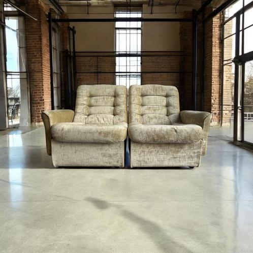 Vintage seventies tweezit / canapé / zetel, Antiek en Kunst, Antiek | Meubels | Stoelen en Sofa's, Ophalen of Verzenden