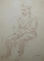 Raf De Buck (1902-1986): Zittende man (42 x 45 cm), Antiquités & Art, Enlèvement ou Envoi