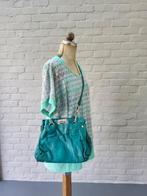 Turquoisekleurige lederen handtas - défauts, Handtassen en Accessoires, Tassen | Damestassen, Ophalen of Verzenden, Gebruikt, Groen
