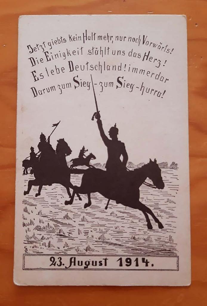 Z/W postkaart Artistieke Propaganda Duitse infanterie 1914, Collections, Cartes postales | Thème, Non affranchie, Avant 1920, Politique et Histoire
