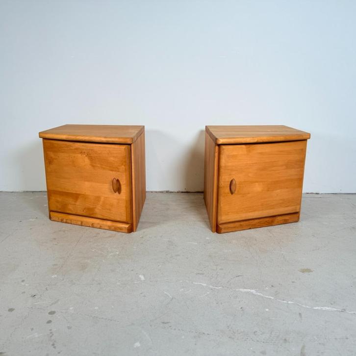 Massief beukenhouten nachtkastjes, Huis en Inrichting, Slaapkamer | Nachtkastjes, Gebruikt, Minder dan 55 cm, Minder dan 45 cm