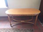 Vintage antieke ovale houten salontafel met fijne ornamenten, Huis en Inrichting, Ophalen, 50 tot 75 cm, 50 tot 100 cm, Zo goed als nieuw