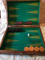 Backgammon in robuuste houten koffer, Antiquités & Art, Enlèvement ou Envoi
