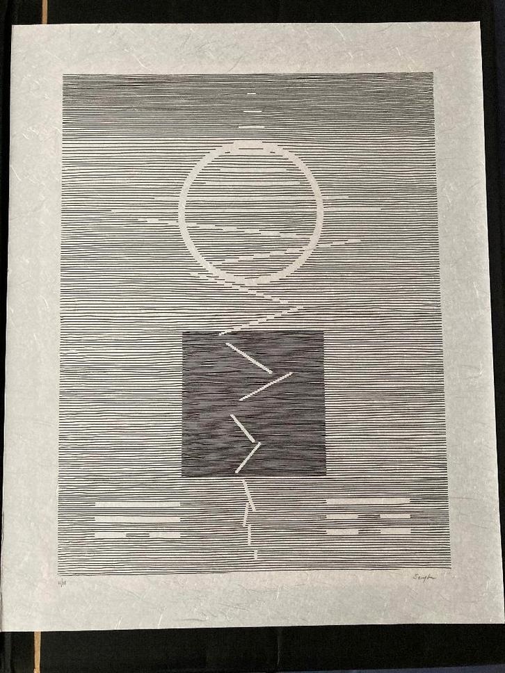 Litho van Michel Seuphor, parelachtig Japans papier (2), Antiek en Kunst, Kunst | Litho's en Zeefdrukken, Ophalen