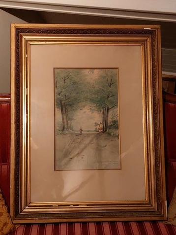 Mooie grote aquarel beschikbaar voor biedingen