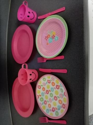 2x 5-delig eetset kinderbord bord beker + bestek = 10 stuks beschikbaar voor biedingen