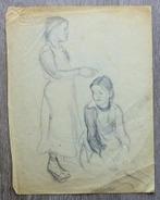 A572 Cecile Walton of Ethel Walker (toegeschr) 2 meisjes, Antiek en Kunst, Kunst | Tekeningen en Fotografie, Ophalen of Verzenden