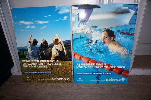 sabena 2 pancartes van sabena reclame - 69,5 cm x 49,5 cm, Verzamelen, Sabenasouvenirs, Ophalen of Verzenden