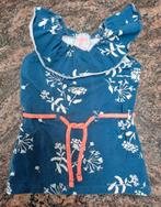 Mt 68 Blauwe jurk zonder mouwen witte bloemen oranje koord, Kinderen en Baby's, Babykleding | Maat 68, Jurkje of Rokje, Meisje