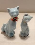 Couple de chats en porcelaine bleu, Comme neuf, Enlèvement ou Envoi