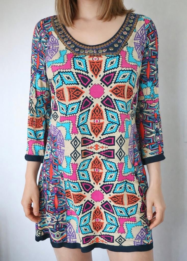 René Derhy veelkleurige etnische Boheemse jurk maat S, Kleding | Dames, Jurken, Ophalen of Verzenden