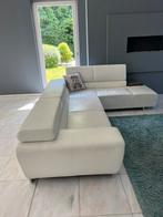 Robuust moderne wit leren hoek zetel, Huis en Inrichting, Ophalen, Gebruikt