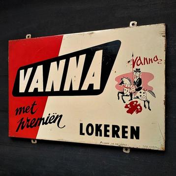Panneau publicitaire VANNA de 1954 avec plaque vintage Loker, Envoi, Utilisé, Panneau publicitaire