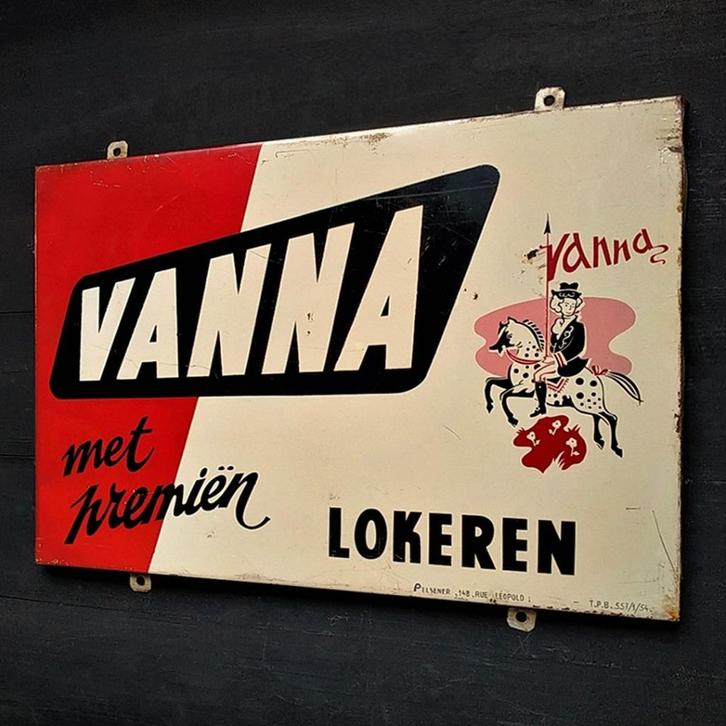 Reclamebord 1954 VANNA met Premiën Lokeren Vintage Plaquette, Verzamelen, Merken en Reclamevoorwerpen, Gebruikt, Reclamebord, Verzenden