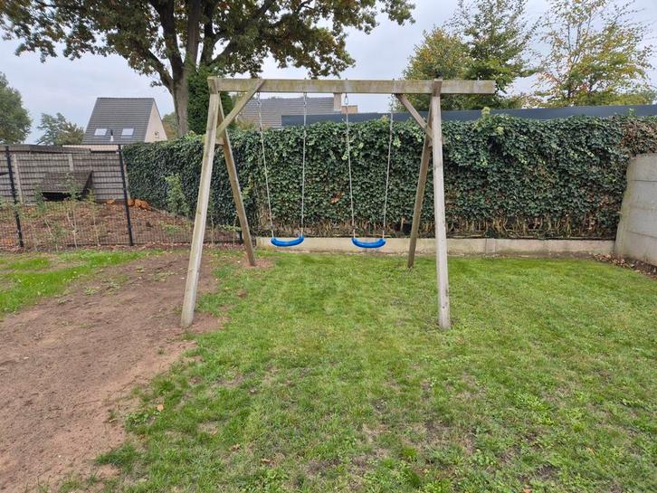 Schommel in douglas hout, Kinderen en Baby's, Speelgoed | Buiten | Speeltoestellen, Zo goed als nieuw, Klimtouw, Schommel, Ophalen
