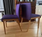 4 x Ligne Roset vintage houten stoelen paarse stof  Y2K, Ophalen of Verzenden, Gebruikt, Stof