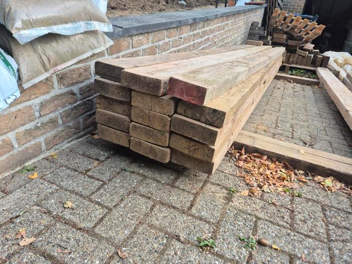 Houten Juffers houten balken, Tuin en Terras, Palen, Balken en Planken, Gebruikt, Balken, 250 cm of meer, Ophalen