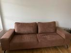 Bruine zachte zetel met losse kussens, Huis en Inrichting, Zetels | Zetels, Ophalen, Zo goed als nieuw, Leer