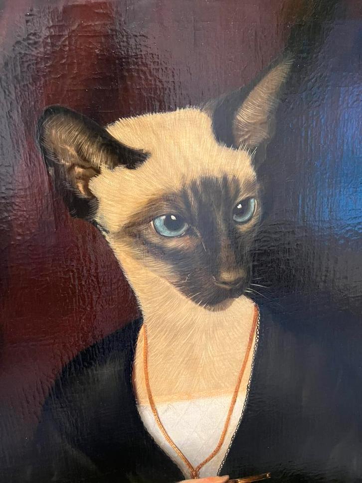 Thierry Poncelet Siamese Kat, Antiek en Kunst, Kunst | Schilderijen | Modern, Ophalen