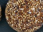 4 kerstballen in glitter bruintinten en goud - 5 cm, Diversen, Kerst, Ophalen of Verzenden, Zo goed als nieuw