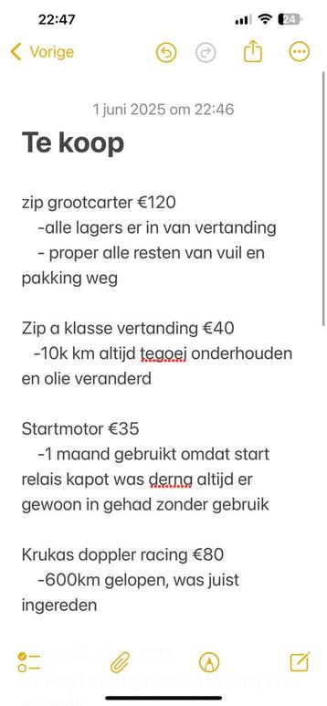 Zip 2takt/4takt onderdelen beschikbaar voor biedingen
