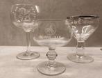 Set van 3 antieke bierglazen. Paardenbier, Abdij Théêne, Verzamelen, Biermerken, Verzenden, Gebruikt