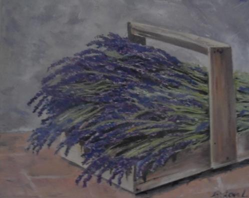 olieschilderij lavendel (40x50cm), Antiek en Kunst, Kunst | Schilderijen | Klassiek, Ophalen of Verzenden
