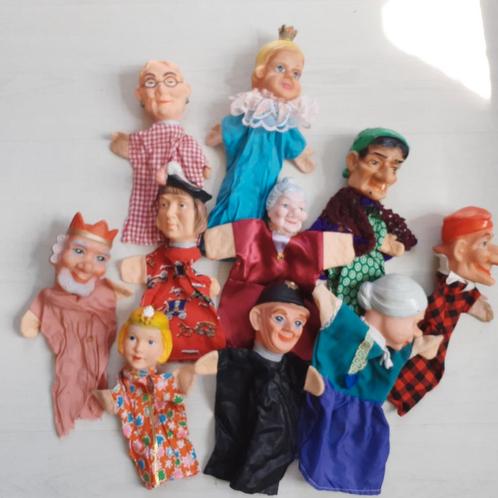 Retro handpoppen poppenkastpoppen, Verzamelen, Poppen, Zo goed als nieuw, Ophalen of Verzenden