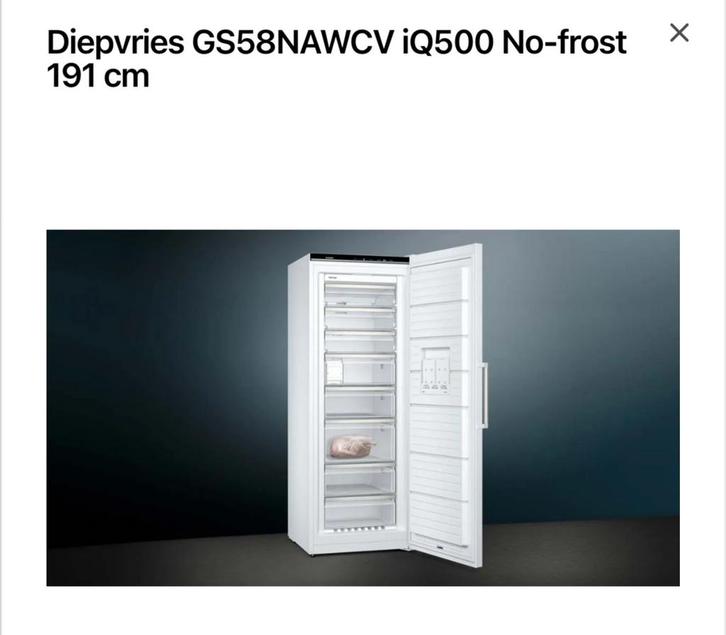 Diepvries siemens GS58NAWCV iQ500, Elektronische apparatuur, Vriezers en Diepvrieskisten, Zo goed als nieuw, Ophalen