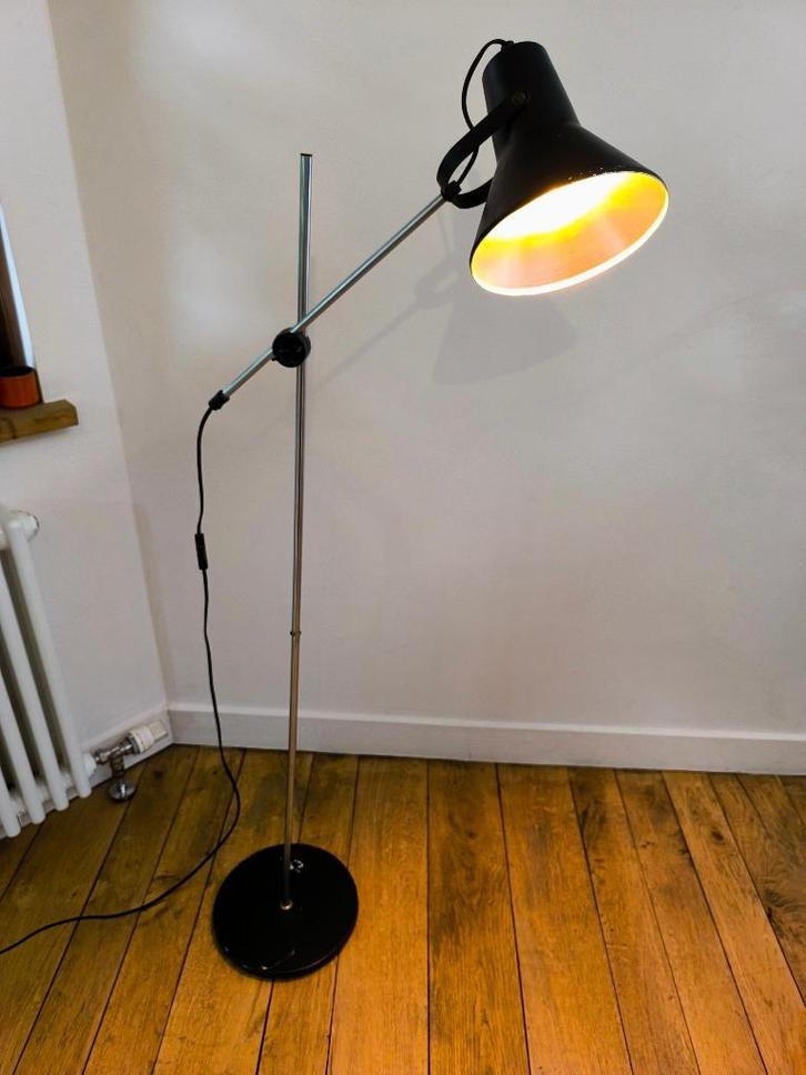 Ikea vloerlamp model Tian G605 vintage 1980 zwart & chroom, Huis en Inrichting, Lampen | Vloerlampen, Gebruikt, 100 tot 150 cm