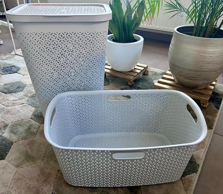 Set van 2 lichtgrijze Curver wasmanden, Huis en Inrichting, Badkamer | Badtextiel en Accessoires, Nieuw, Overige typen, Grijs
