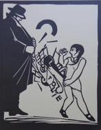 ROLAND TOPOR / EXHIBITIONISTE / ZW-W LINOSNEDE / 51x33cm SIG, Ophalen of Verzenden