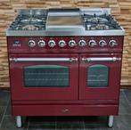 🔥Luxe Fornuis Boretti 90 cm bordeaux rood + rvs GASOVEN, 60 cm of meer, Energieklasse A of zuiniger, Ophalen of Verzenden, Zo goed als nieuw