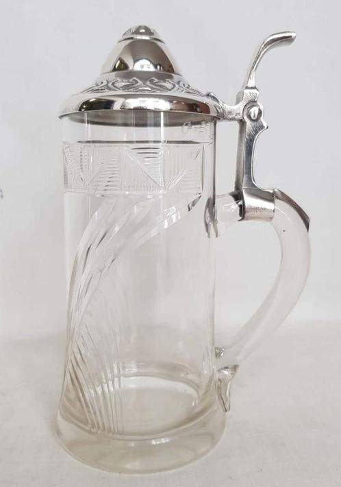 Chope à bière en métal argenté WMF Art Nouveau., Antiquités & Art, Antiquités | Services (vaisselle) pièces, Enlèvement ou Envoi