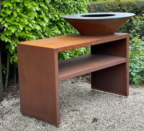 Nieuwe BBQ uit Cortenstaal, Tuin en Terras, Buitenkeukens, Zo goed als nieuw, Ophalen
