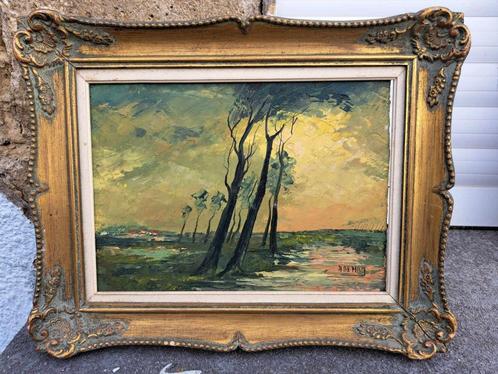 huile sur panneau paysage signe a de man, Antiek en Kunst, Kunst | Schilderijen | Klassiek, Ophalen of Verzenden