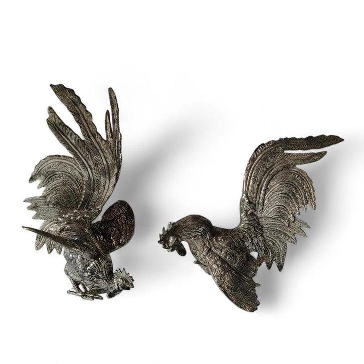 2 hele grote prachtige decoratieve hanen, Antiek en Kunst, Antiek | Brons en Koper, Ophalen of Verzenden