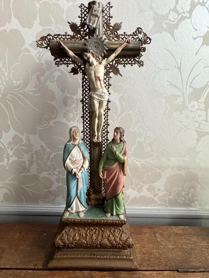 Antiek Altaarkruis - Eind 19de eeuw, Antiek en Kunst, Antiek | Religieuze voorwerpen, Ophalen of Verzenden