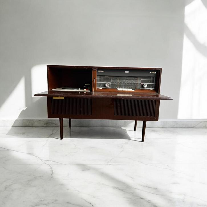 Vintage audiomeubel PHILIPS: radioo & platenspeler, Audio, Tv en Foto, Radio's, Gebruikt, Radio, Ophalen of Verzenden