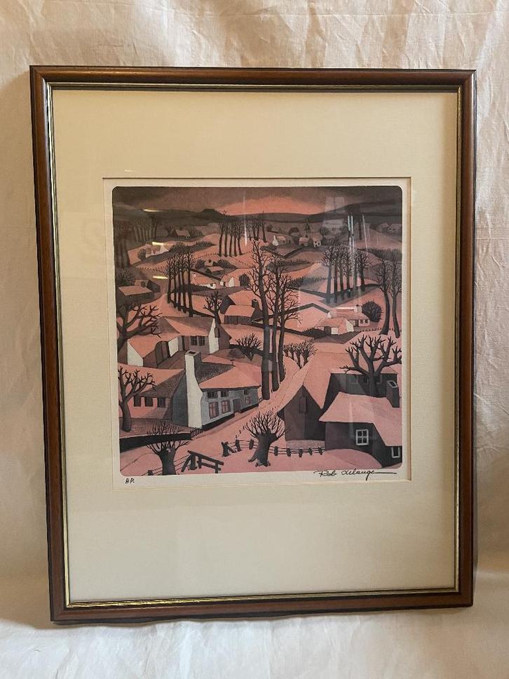 Litho Rob Delange "Rose Landschap" ARTIESTENPRINT 1994, Antiquités & Art, Art | Lithographies & Sérigraphies, Enlèvement