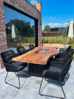 Tuintafel houten blad met vuur, Ophalen, Tuinset, Eettafel, 8 zitplaatsen