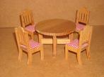 Lundby eethoek ronde tafel en 4 stoelen, Verzamelen, Poppenhuizen en Toebehoren, Gebruikt, Ophalen of Verzenden