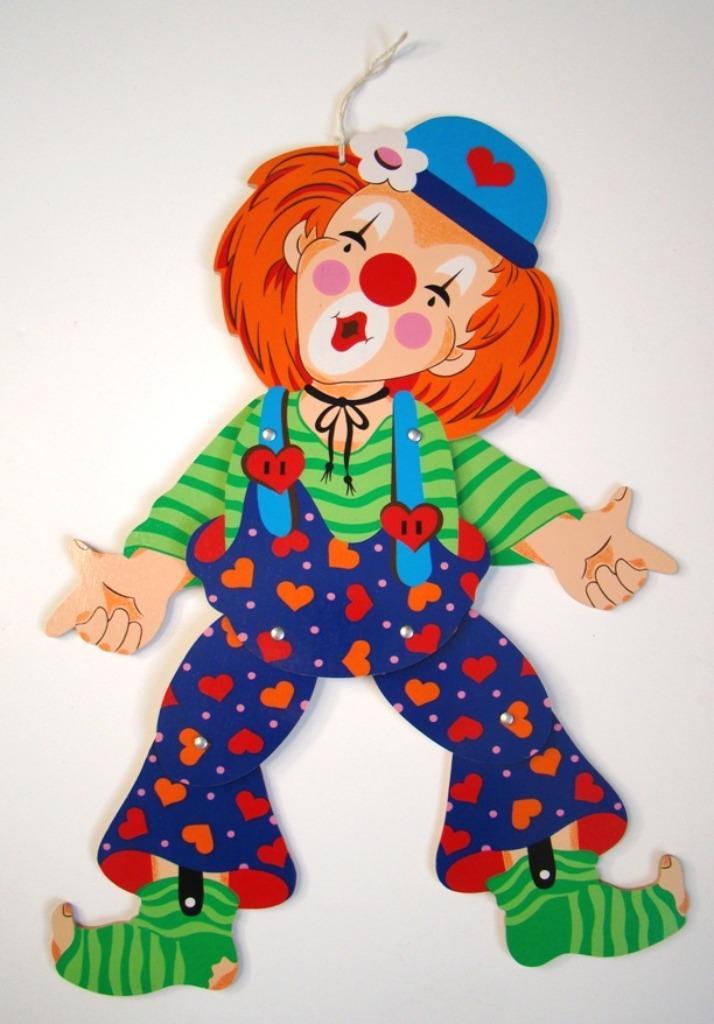 Houten trekpop: Clown - Mertenskunst - NIEUW, Kinderen en Baby's, Kinderkamer | Inrichting en Decoratie, Nieuw, Wanddecoratie