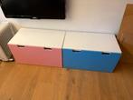 2x opbergbank speelgoedkist wit met roze & blauwe lade, Moins de 100 cm, Enlèvement, Utilisé, 50 à 100 cm