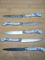 Lot de 5 couteaux à fruits avec manche en porcelaine, Antiek en Kunst, Antiek | Bestek, Ophalen of Verzenden