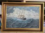 Schilderij Prachtig Olieverfschilderij – zeilschip op zee, Antiek en Kunst, Kunst | Schilderijen | Klassiek, Ophalen of Verzenden