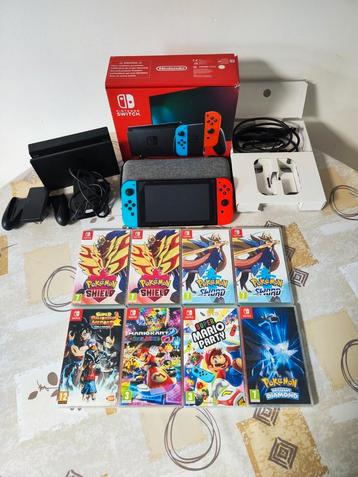 Nintendo switch V2 model (verbeterde batterij) met games! beschikbaar voor biedingen