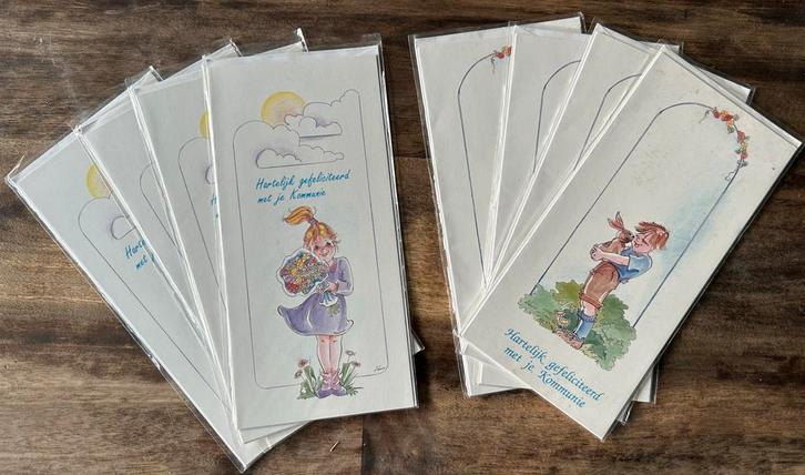 8 retro wenskaarten kommunie, Verzamelen, Retro, Ophalen of Verzenden