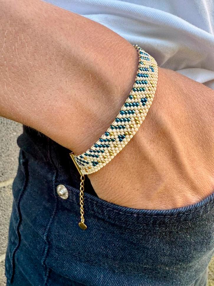 Miyuki kralenarmband, Handtassen en Accessoires, Armbanden, Nieuw, Staal, Blauw, Met bedels of kralen, Ophalen of Verzenden